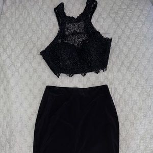 Alyce 2 piece halter top homecoming dress